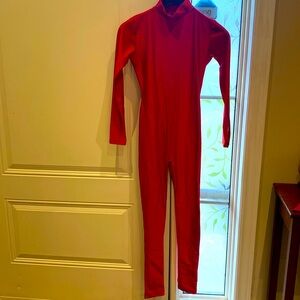 Red long sleeved stretchy body suit size Medium